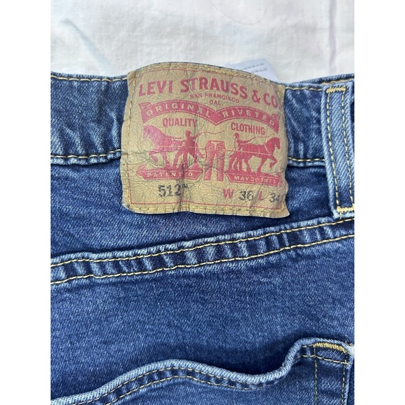 men's levi's dark wash jeans 512 Sz 36x34 Straight - Picture 2 of 11